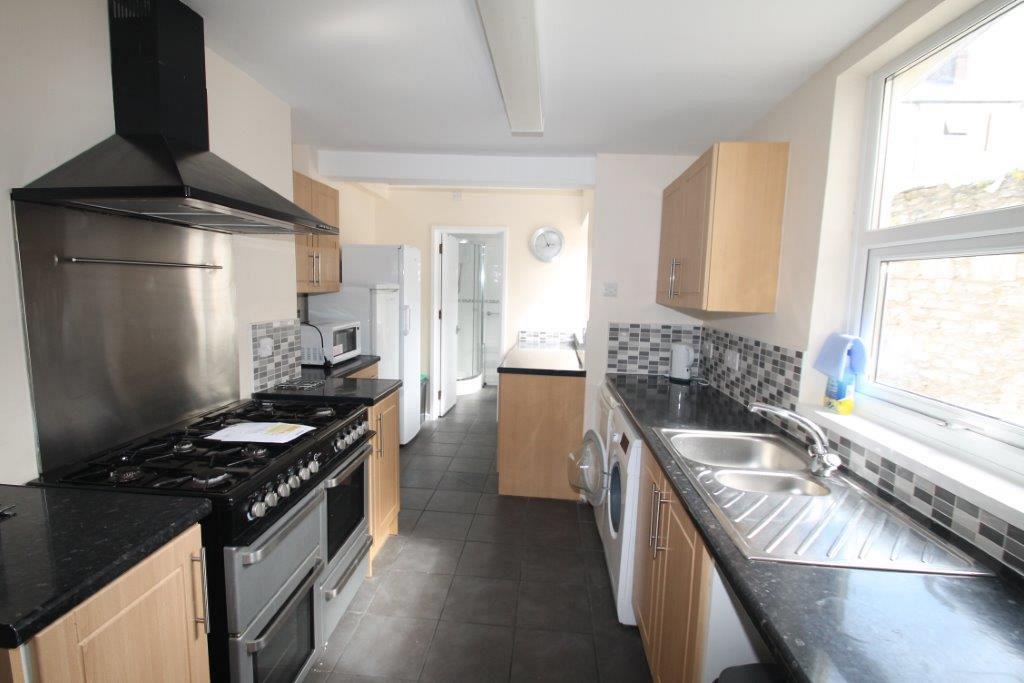 Shared kitchen with double gas hobs and cookers, washer/dryer, two fridge freezes, washing machine and sink