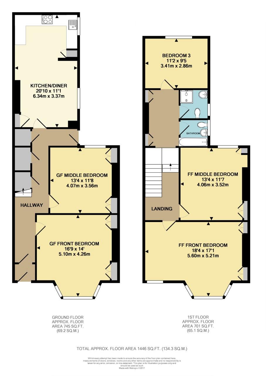 floorplan of property, ground and first floor