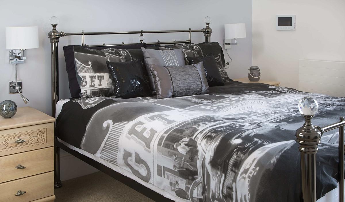 First student room double bed and bedside tables