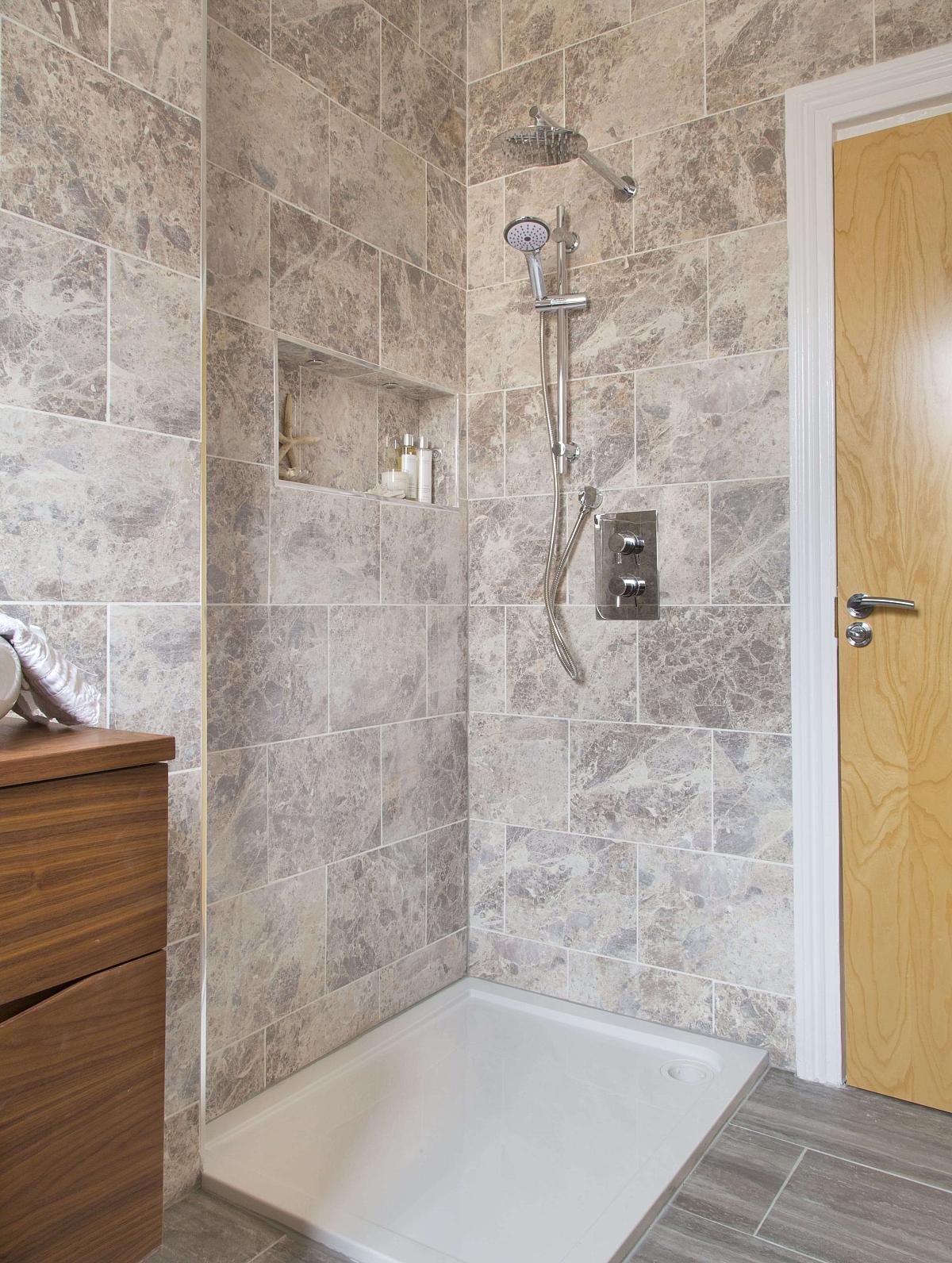 Shared bathroom with large shower