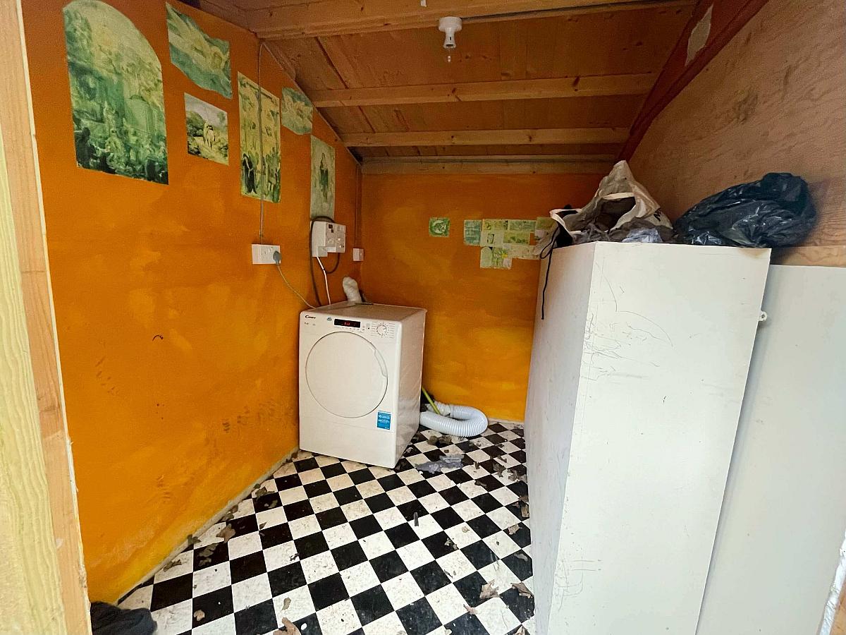 Inside shed with dryer 
