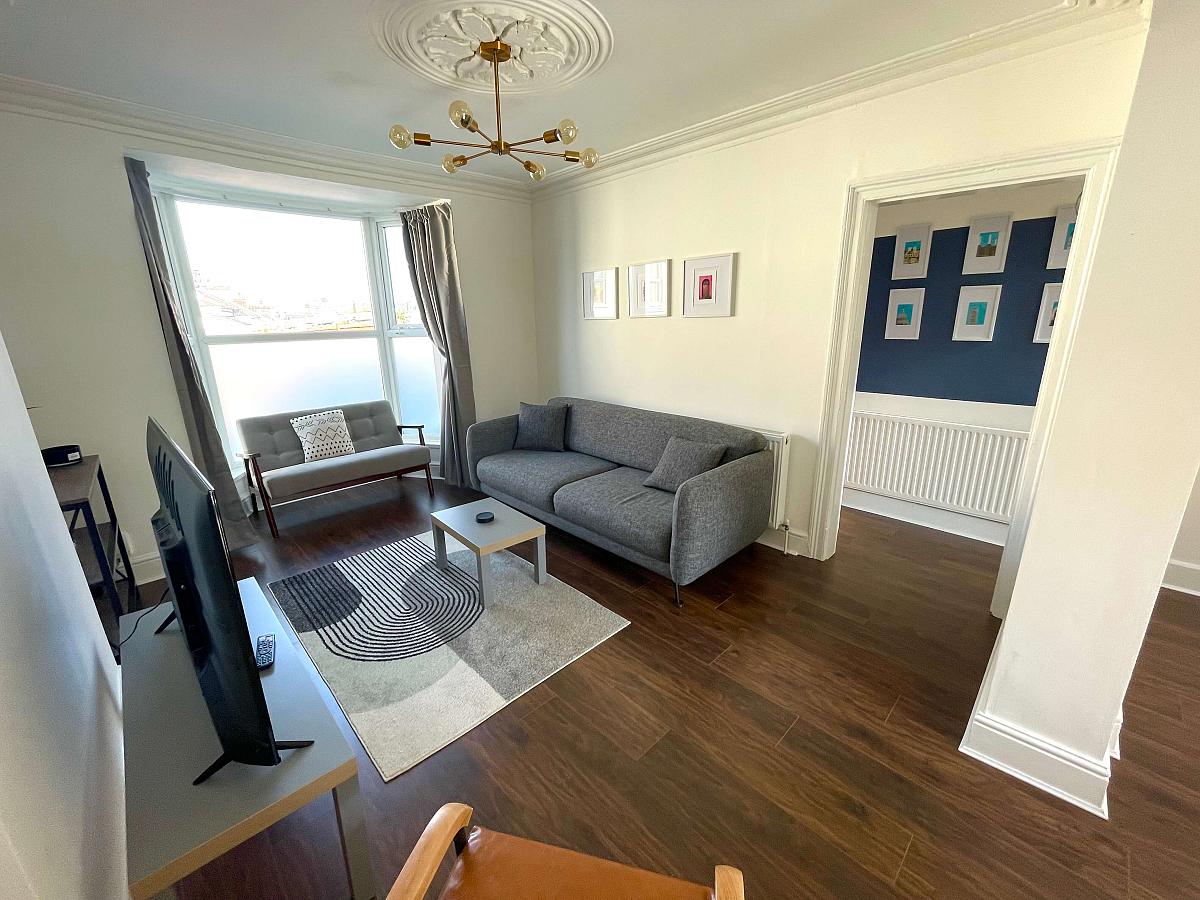 living room with two double sofas